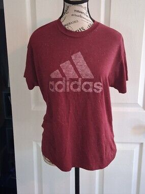 Adidas Classic Logo Womens Burgundy Short Sleeve Tshirt Med